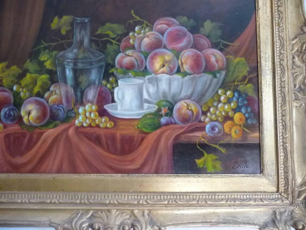 G. Villa Oil on Canvas 19th Century Still Life with Fruit, Italian School For Sale 2