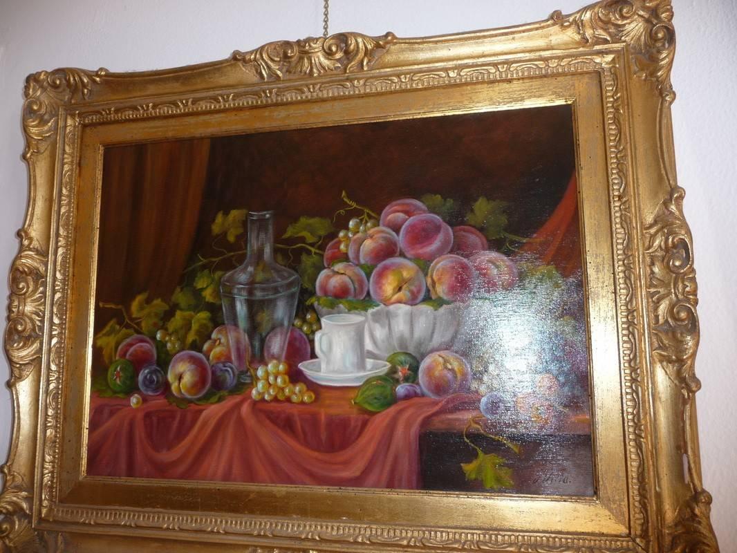 G. Villa Oil on Canvas 19th Century Still Life with Fruit, Italian School For Sale 5