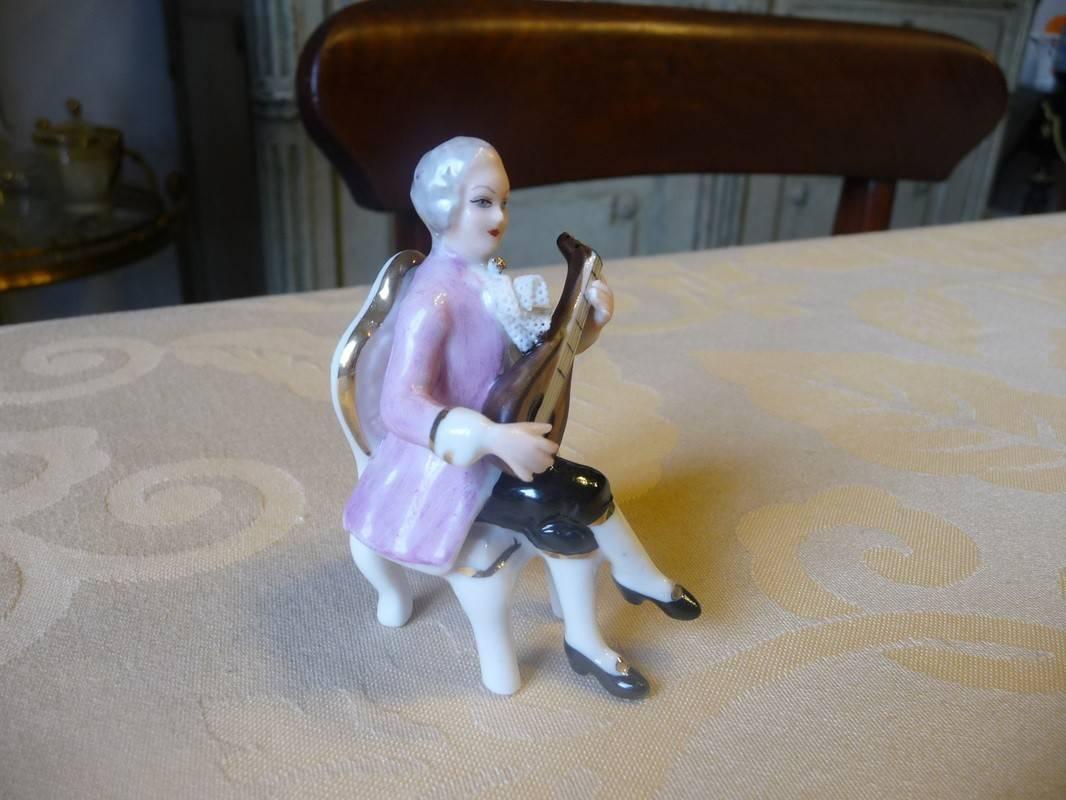 German Dresden Porcelain Figurine, Mandolin Player For Sale 2