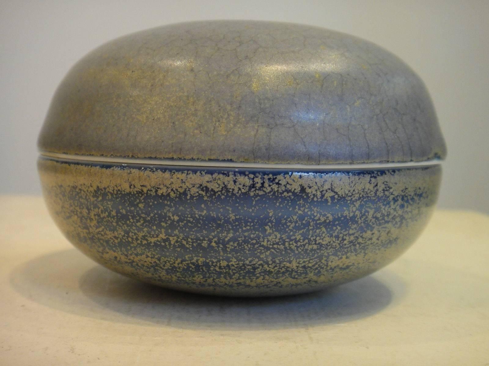 French Gérald Pott Glazed Ceramic Box For Sale