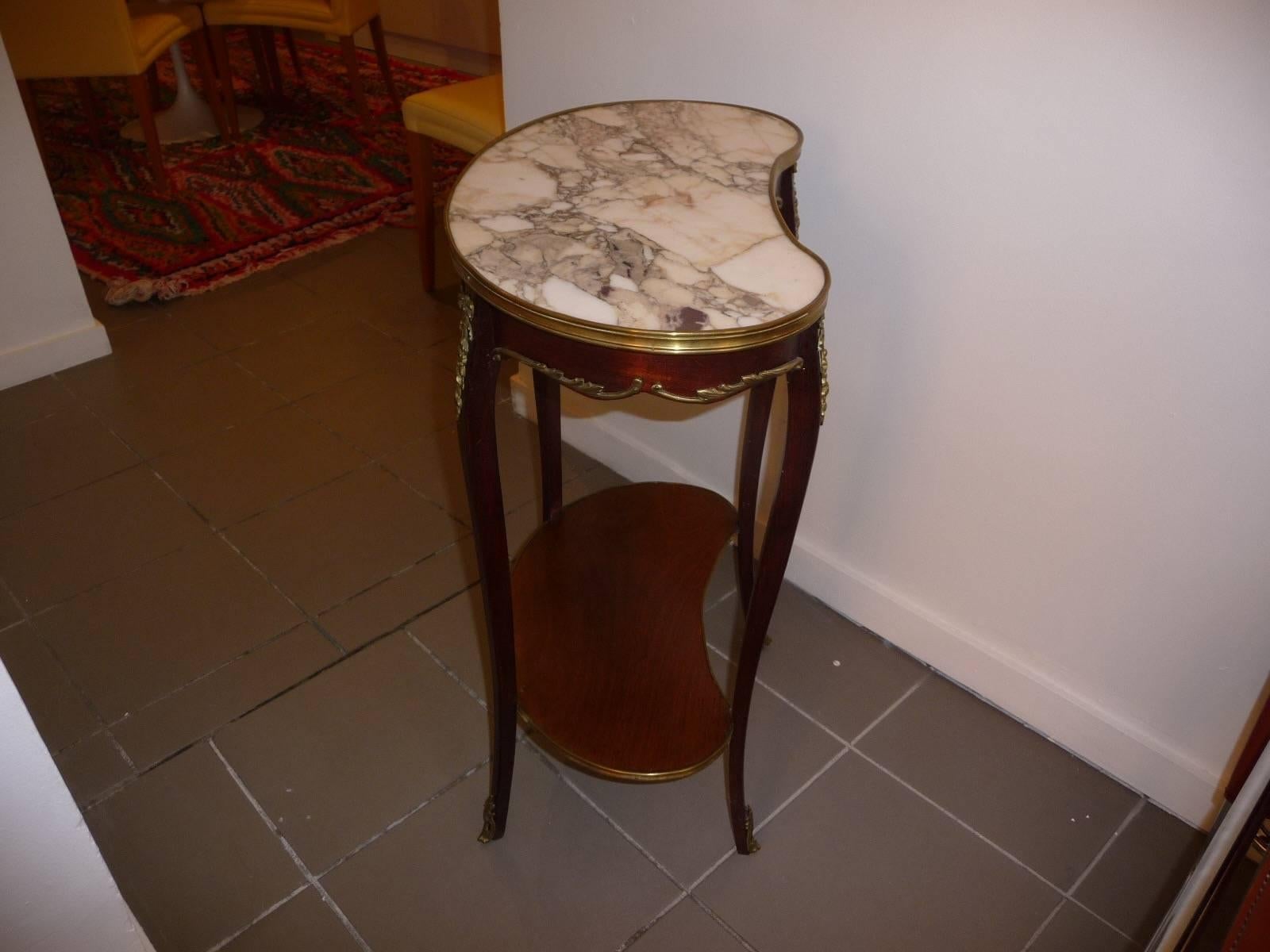 French Fine Louis XV Style Side Marble-Top Table, 19th Century For Sale