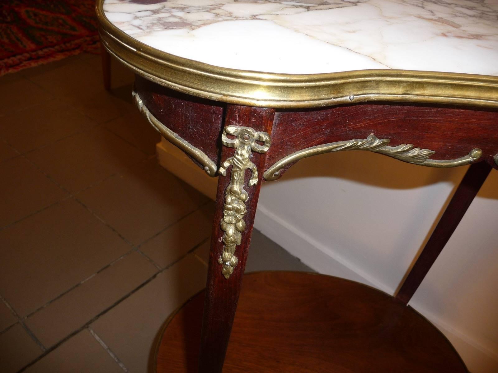 Fine Louis XV Style Side Marble-Top Table, 19th Century For Sale 1