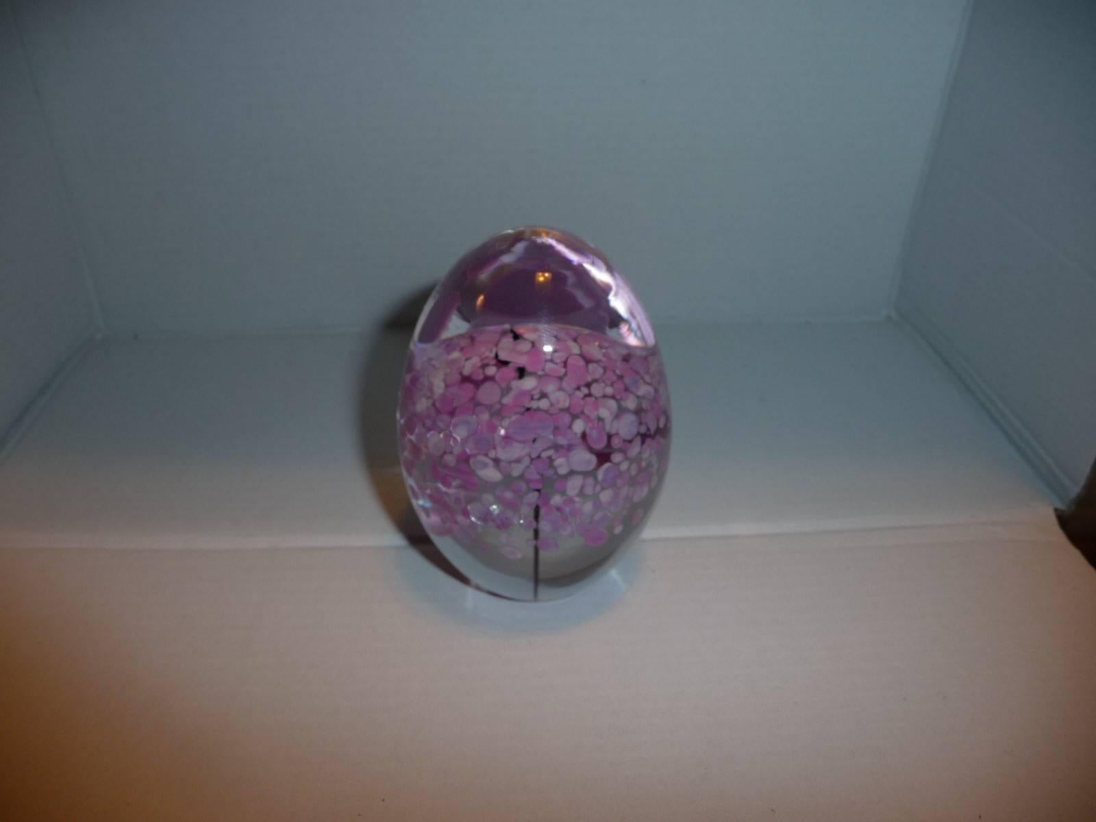 French Paperweight Egg Daum Thistle Flower For Sale