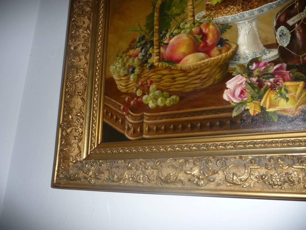 French Oil on Canvas Still Life Signed Brun, 19th Century For Sale 1