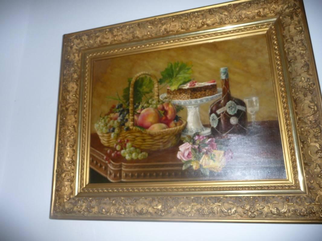 French Oil on Canvas Still Life Signed Brun, 19th Century For Sale 4