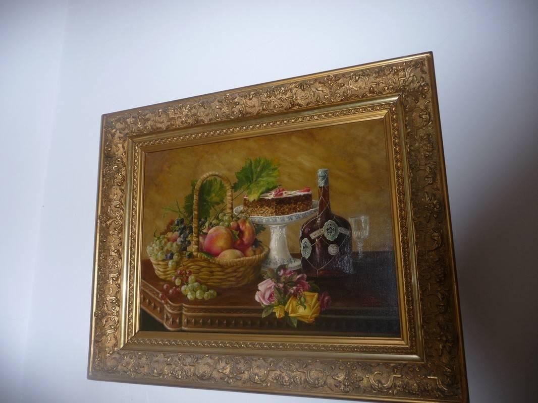 French Oil on Canvas Still Life Signed Brun, 19th Century For Sale 5