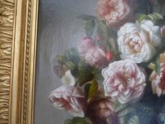 French School Oil on Canvas Flower on Imari Vase, 19th Century