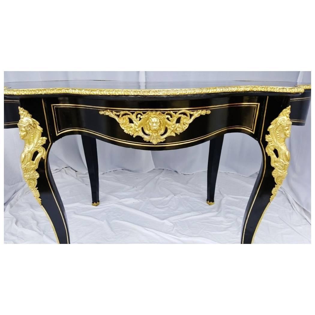 French Center Table Louis XV Boulle Inlays, circa 1870 1