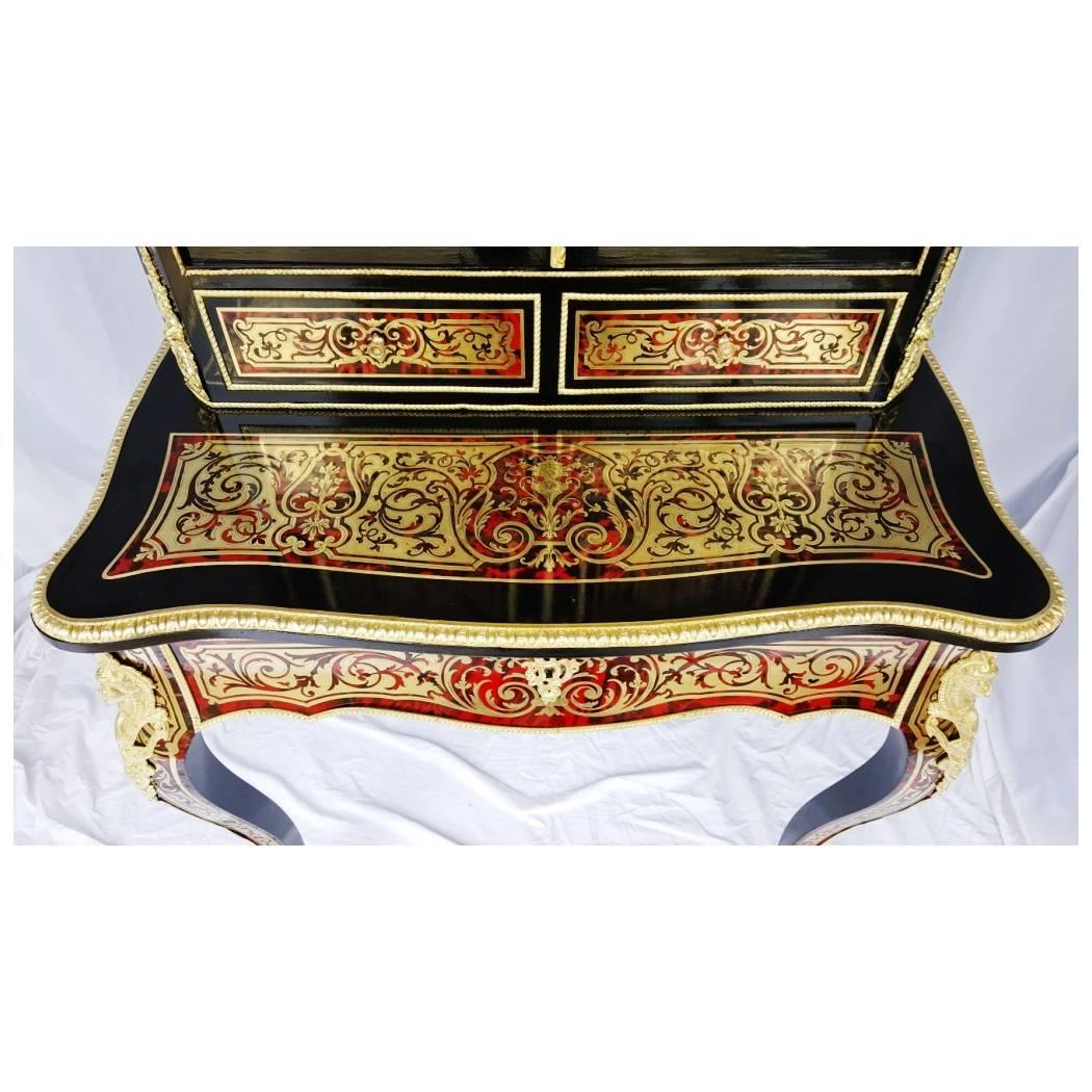 French Bonheur Du Jour in Boulle Marquetry Napoleon III, circa 1870