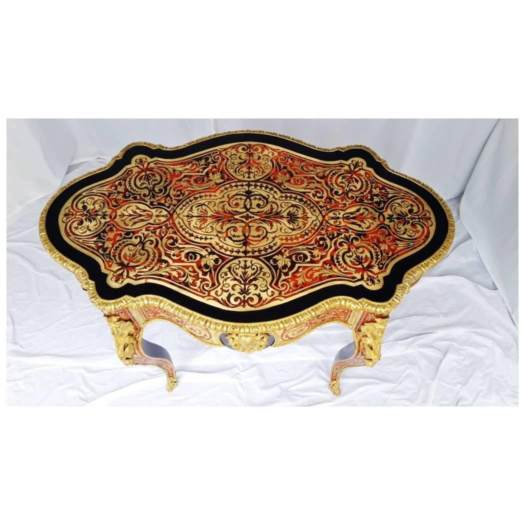 French Louis XV Violin-Shaped Table with Boulle Inlays, circa 1870