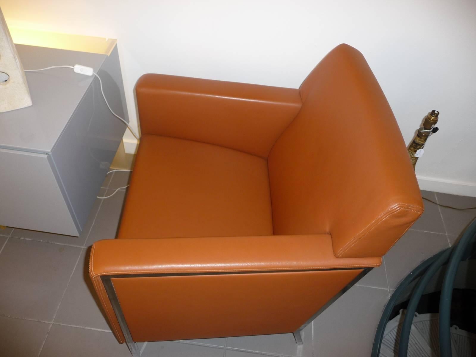Paire de fauteuils Moroso en acier au design en cuir par Enrico Franzolini Excellent état à Grenoble, FR