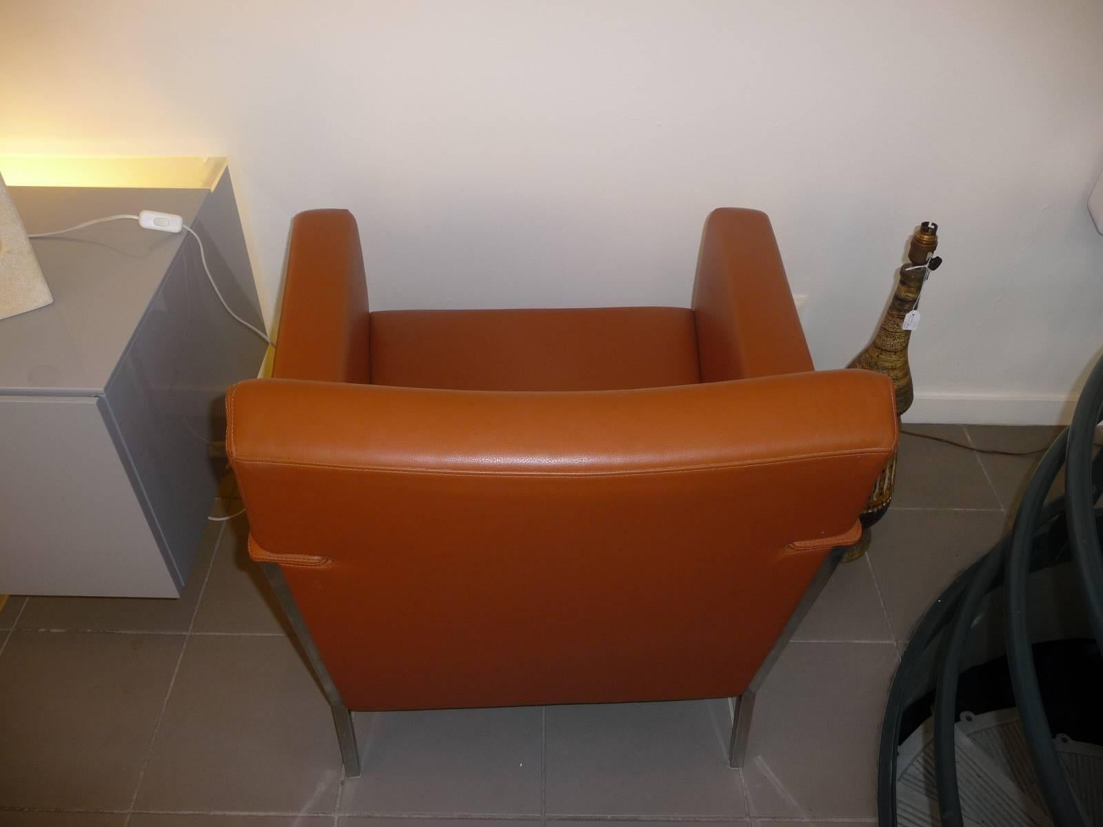 Paire de fauteuils Moroso en acier au design en cuir par Enrico Franzolini 4