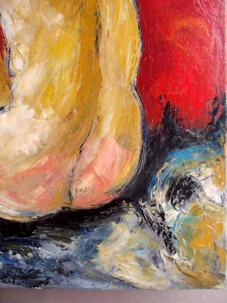 Marie Louise Garnavault French Modernist Abstract Society Nude Oil Painting In Excellent Condition For Sale In Grenoble, FR