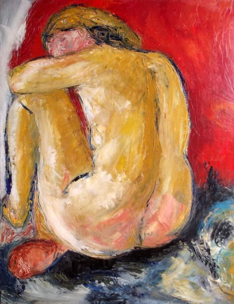 Marie Louise Garnavault French Modernist Abstract Society Nude Oil Painting For Sale 1
