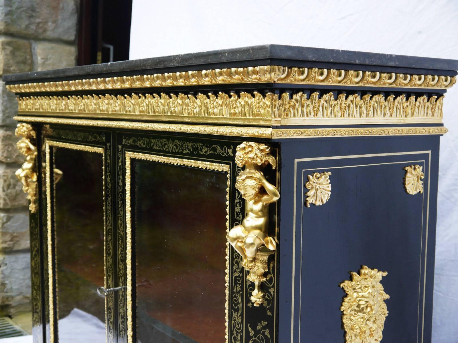 Buffet in Louis XIV Style Boulle Marquetry and Gilded Bronze, circa 1780-1800 3