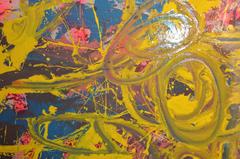 Large Abstract Painting, Acrylic on Wood Panel, 20th Century