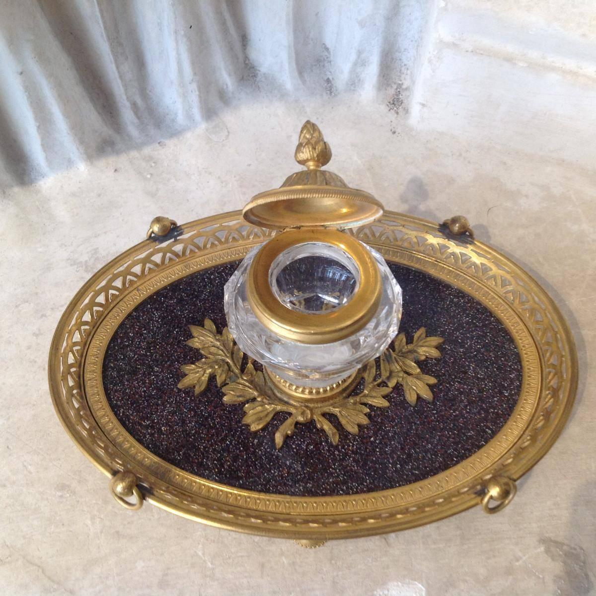Russian Inkwell Gilt Bronze, 19th Century In Excellent Condition For Sale In Grenoble, FR