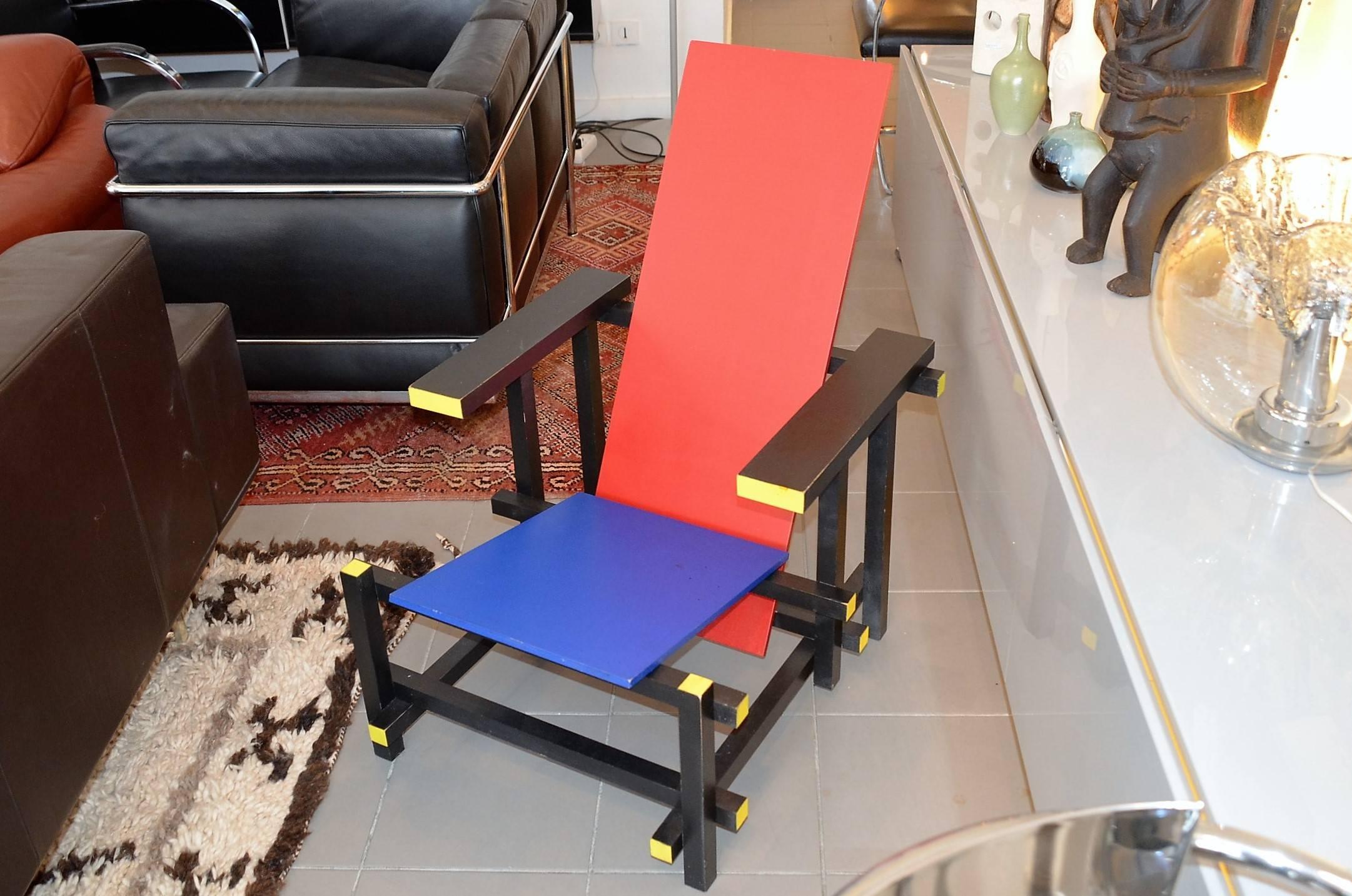 Red and Blue Chair by Thomas Rietveld for Cassina In Excellent Condition In Grenoble, FR