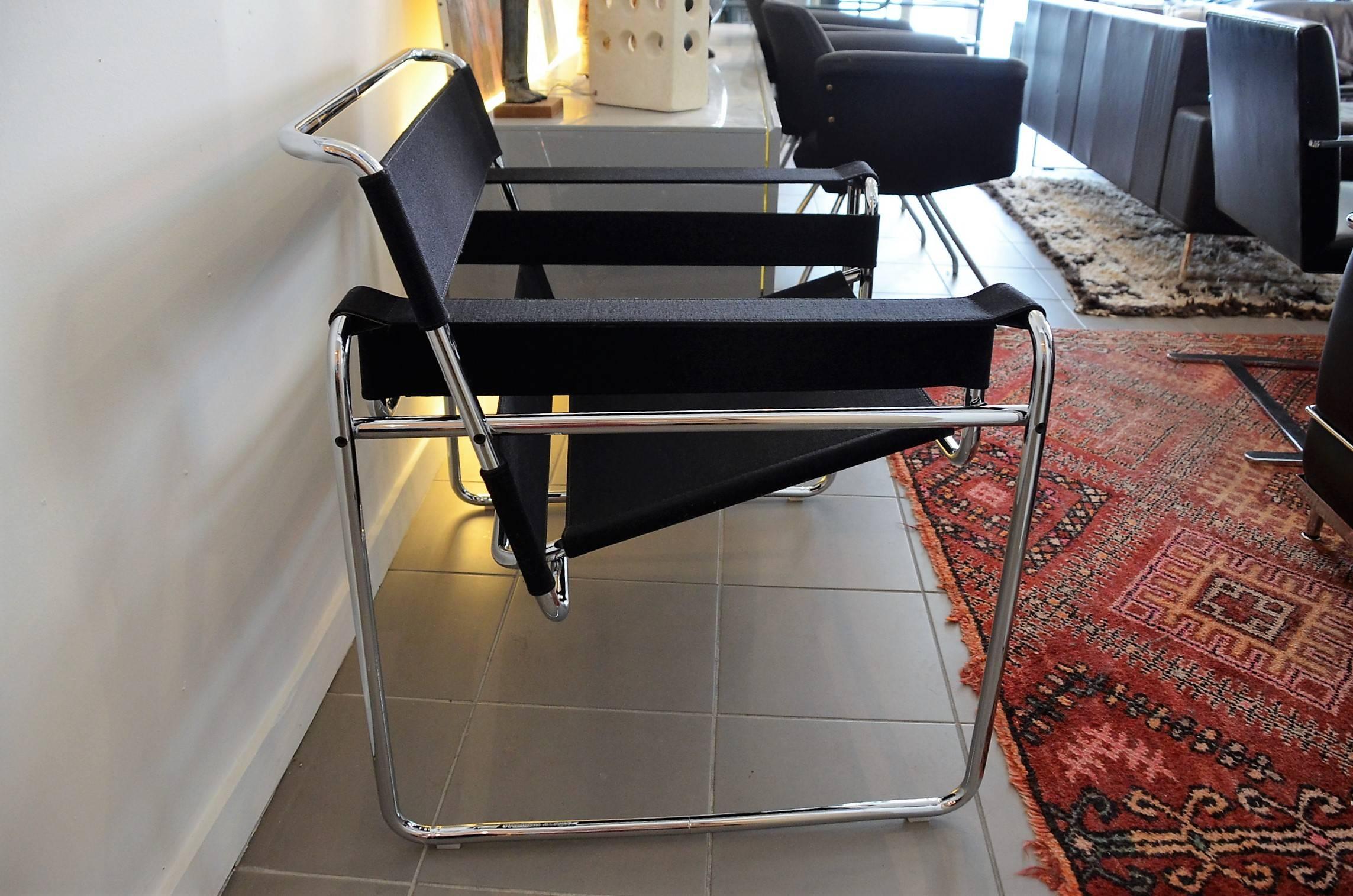 North American Marcel Breuer Original Wassily Armchair in Black Tissue by Knoll