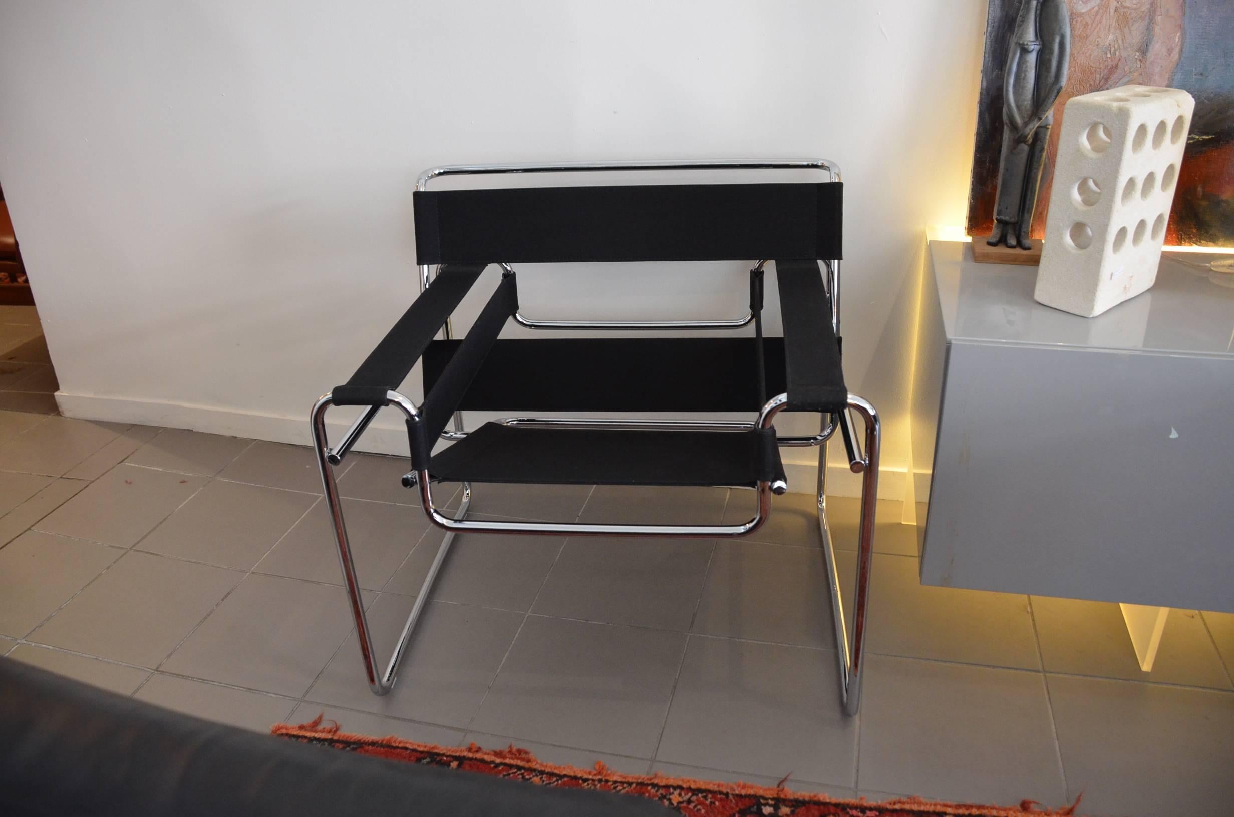 Marcel Breuer Original Wassily Armchair in Black Tissue by Knoll 4