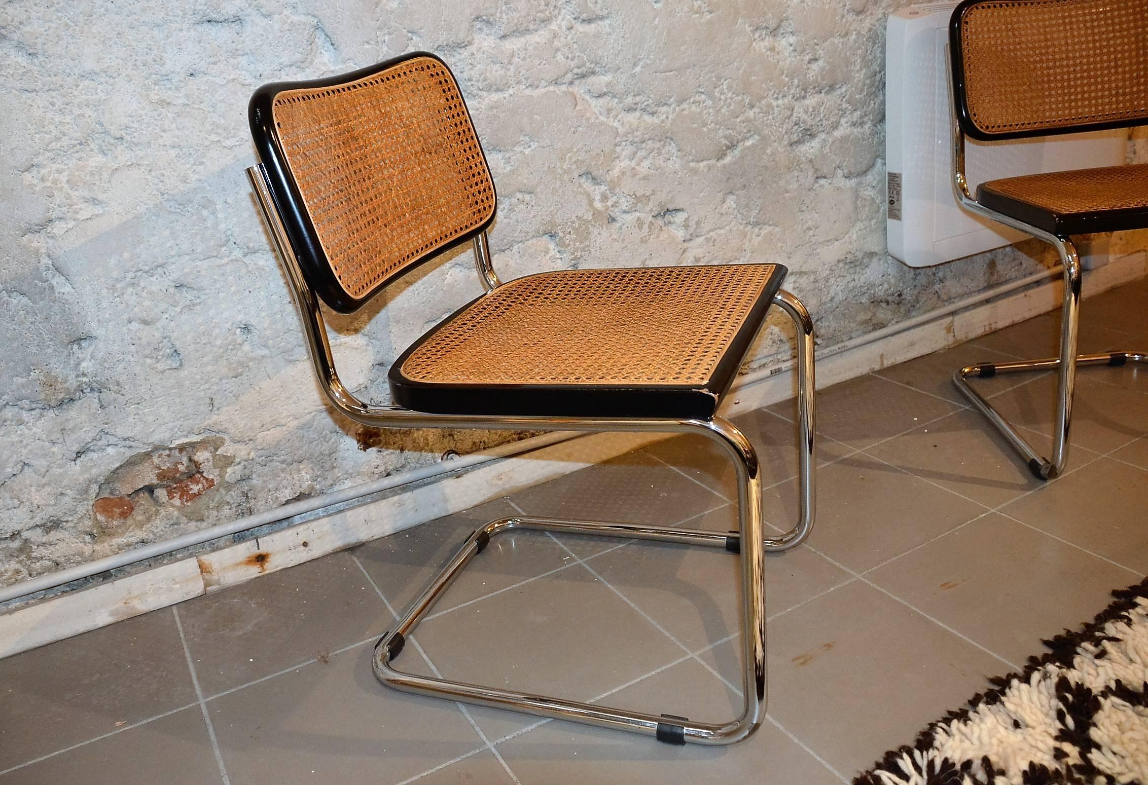 Bauhaus Vintage Set of Original Marcel Breuer Cesca Chairs for Knoll, circa 1970