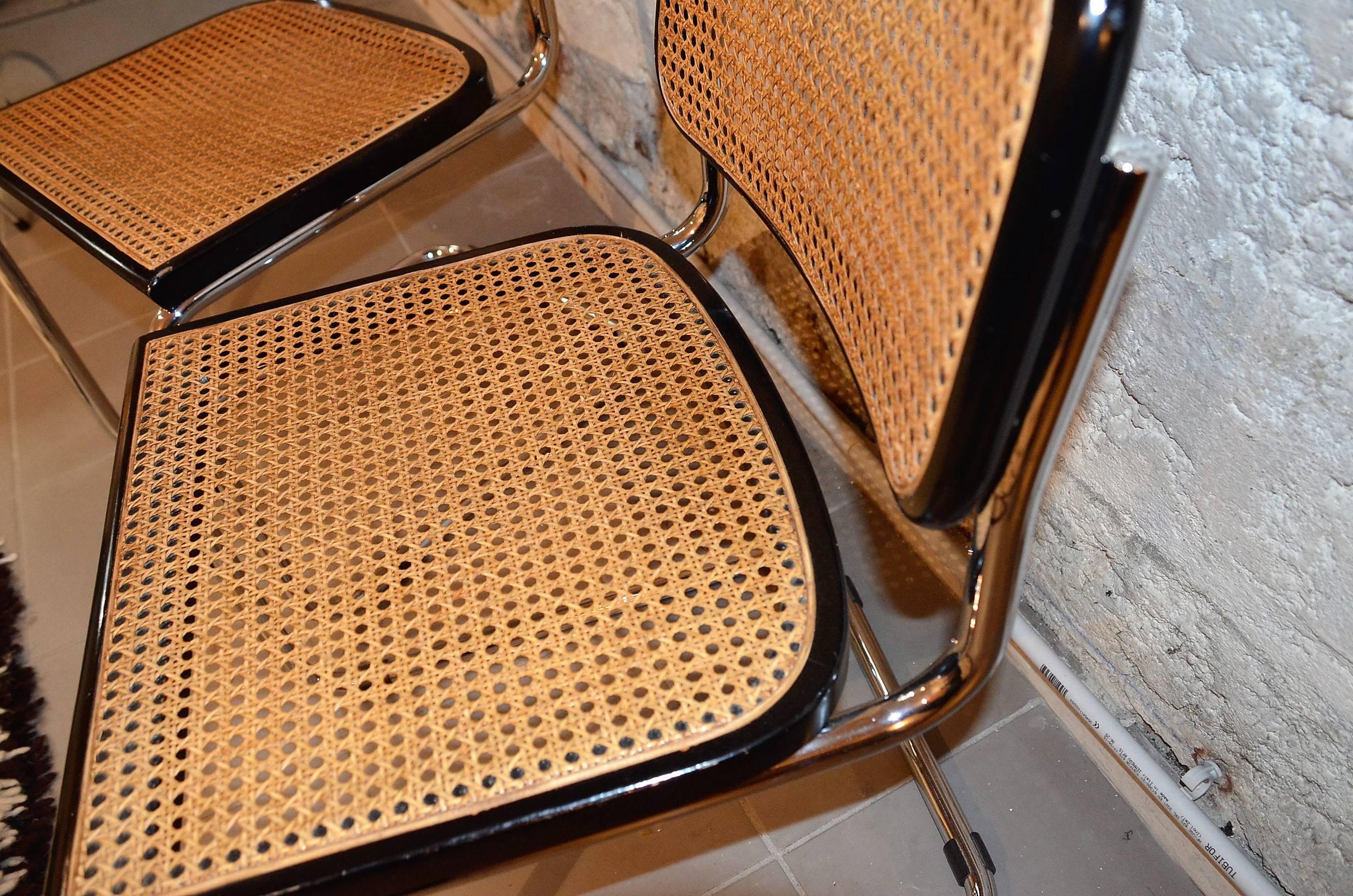 Italian Vintage Set of Original Marcel Breuer Cesca Chairs for Knoll, circa 1970