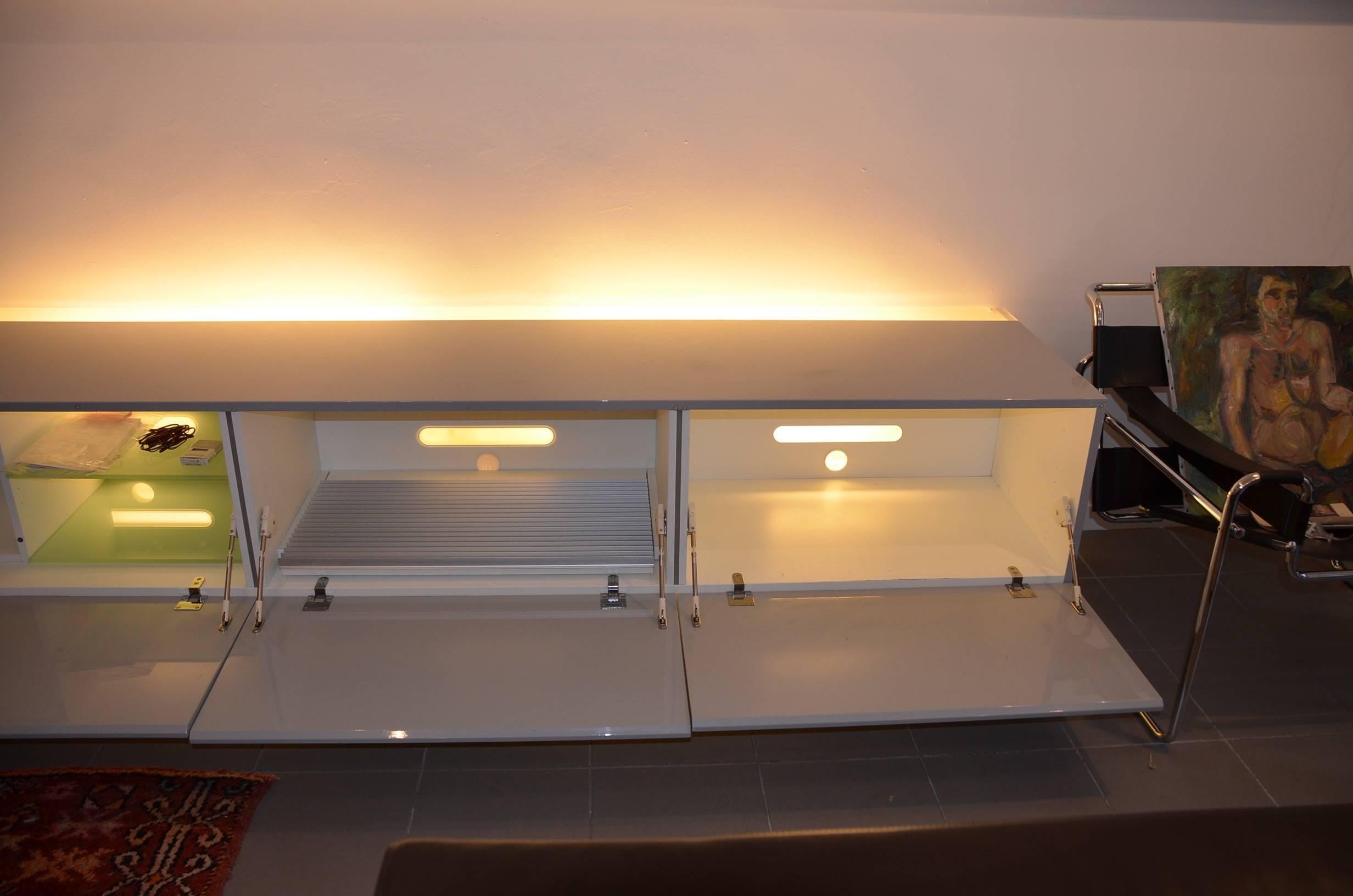 Large Sideboard by Acerbis with Backlighting System, Italy In Good Condition For Sale In Grenoble, FR