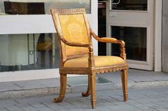 French King Throne Gold Leaf Chair Ornate, circa 1960