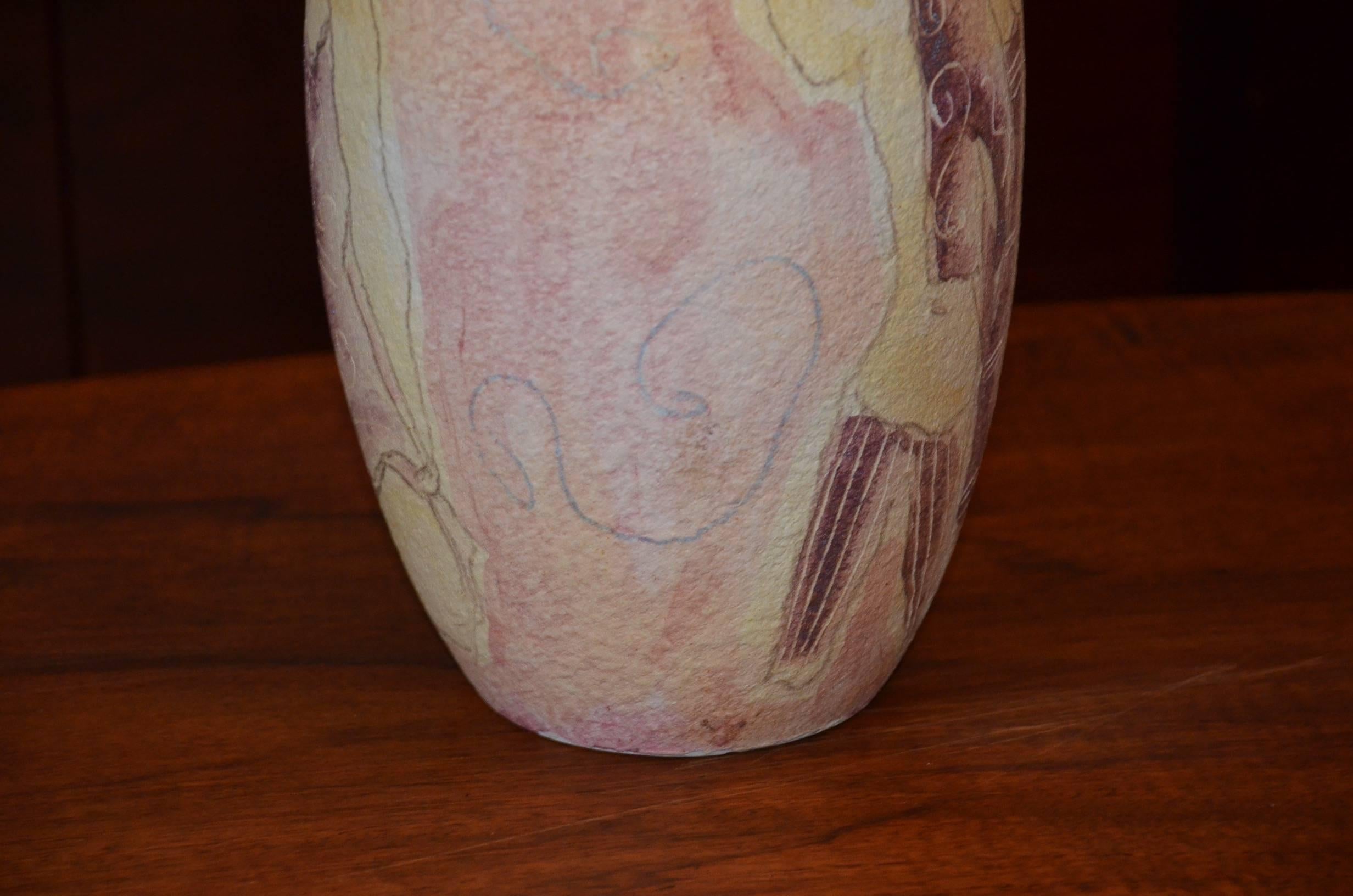 Large Mid-Century Marcello Fantoni Pottery Vase, Italy, circa 1950 In Excellent Condition In Grenoble, FR