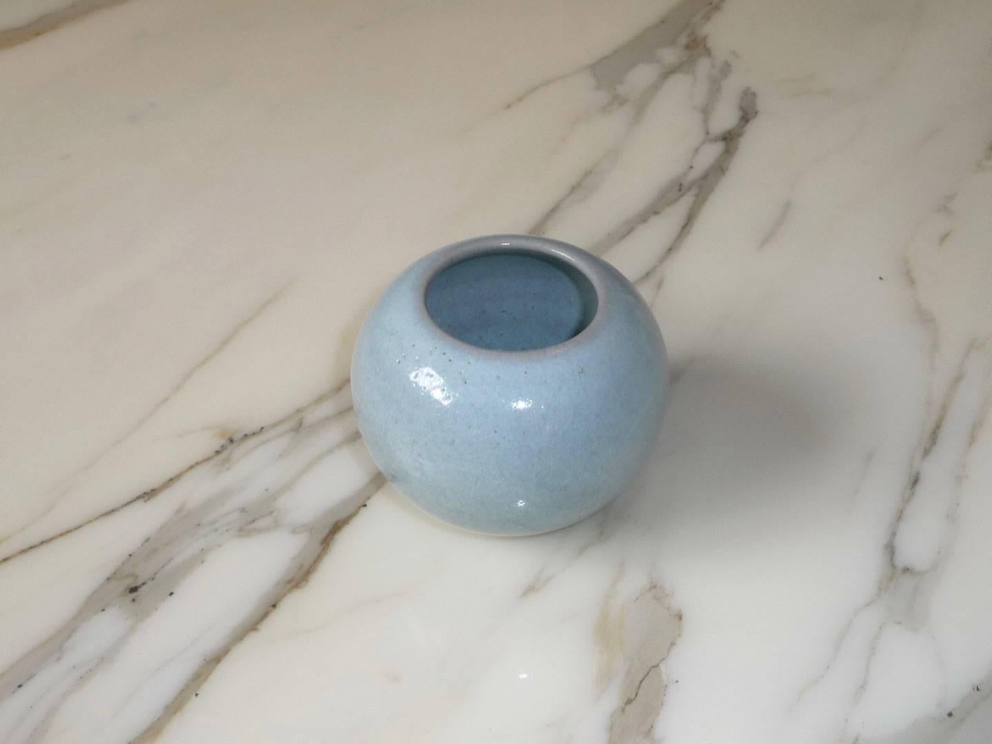 Bowl Glazed Celadon Ceramic Vase by Paul Badié, France, 1980s In Excellent Condition For Sale In Grenoble, FR