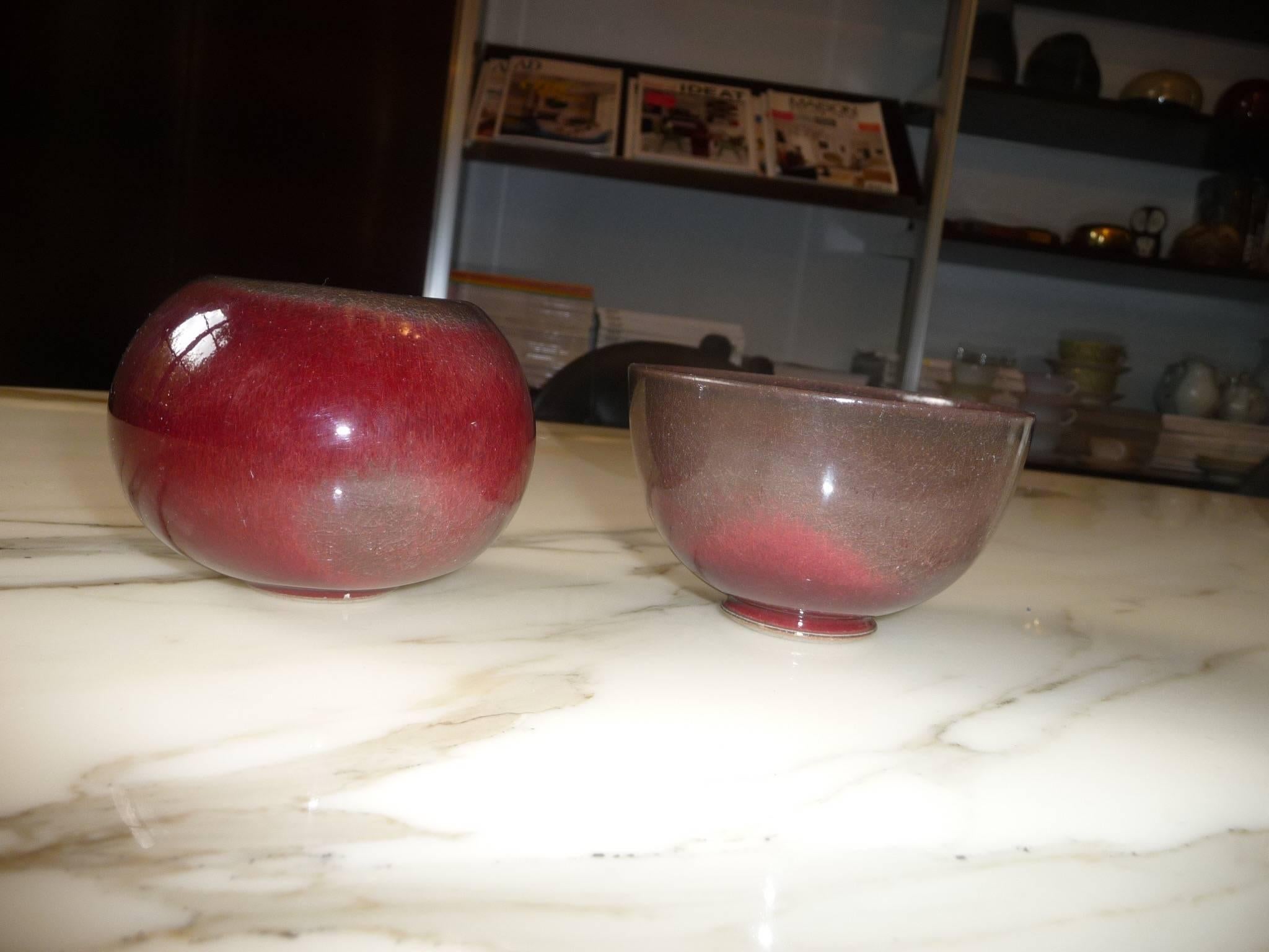 Paul Badié, Set of Two Red Ceramics, France, 1980s For Sale 4