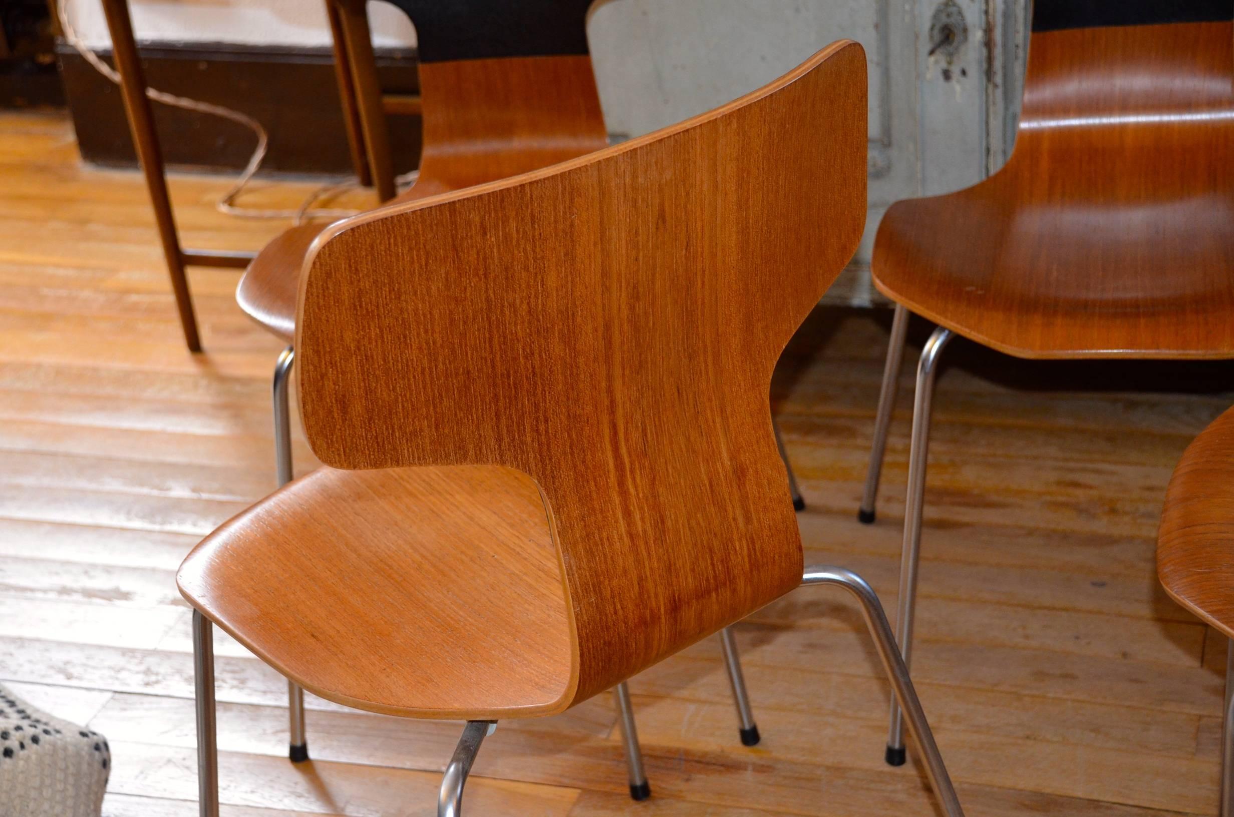 Danish Set of four Hammer Chairs 3103 by Arne Jacobsen for Fritz Hansen, 1970 For Sale