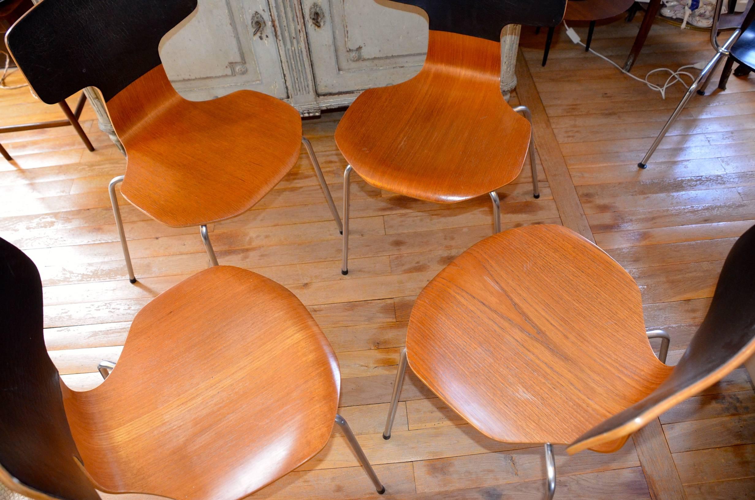Set of four Hammer Chairs 3103 by Arne Jacobsen for Fritz Hansen, 1970 For Sale 2