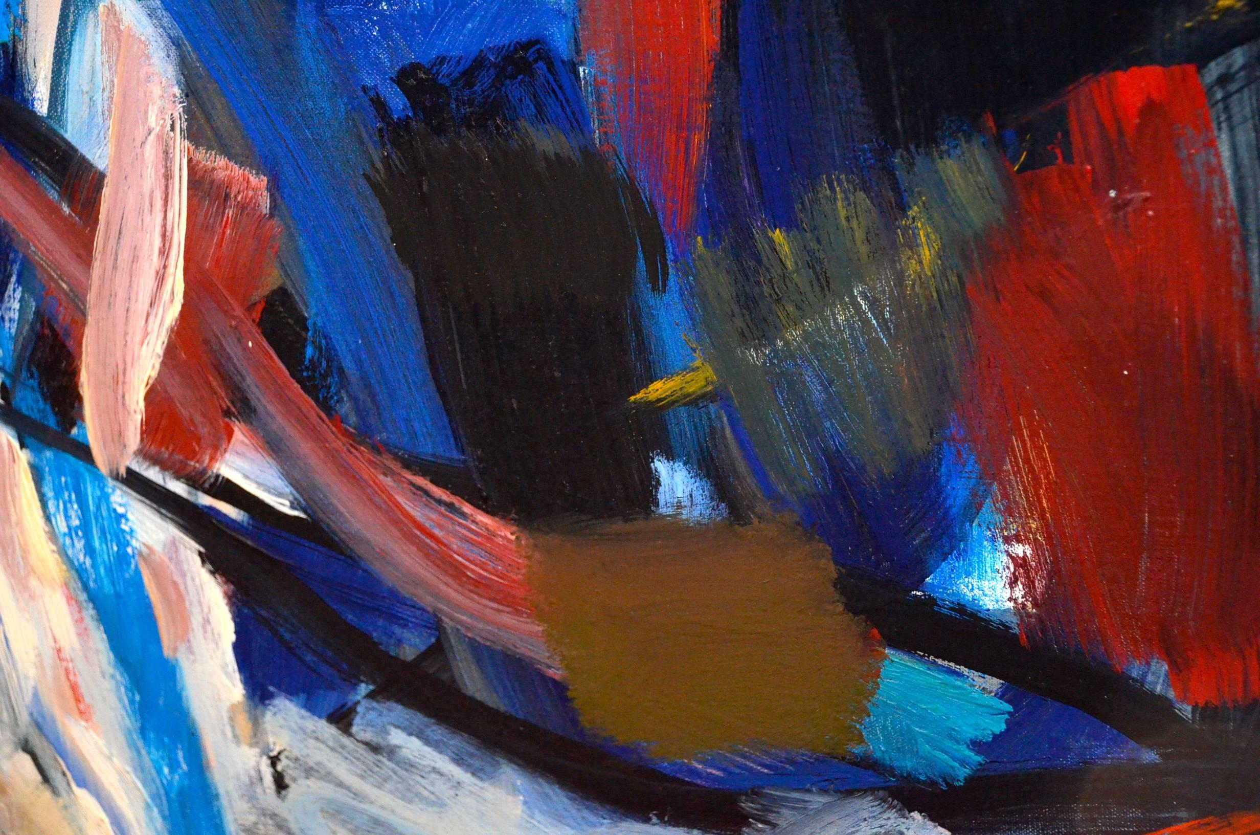 French Pierre Fulcrand Oil on Canvas, Abstraction, 1963 For Sale