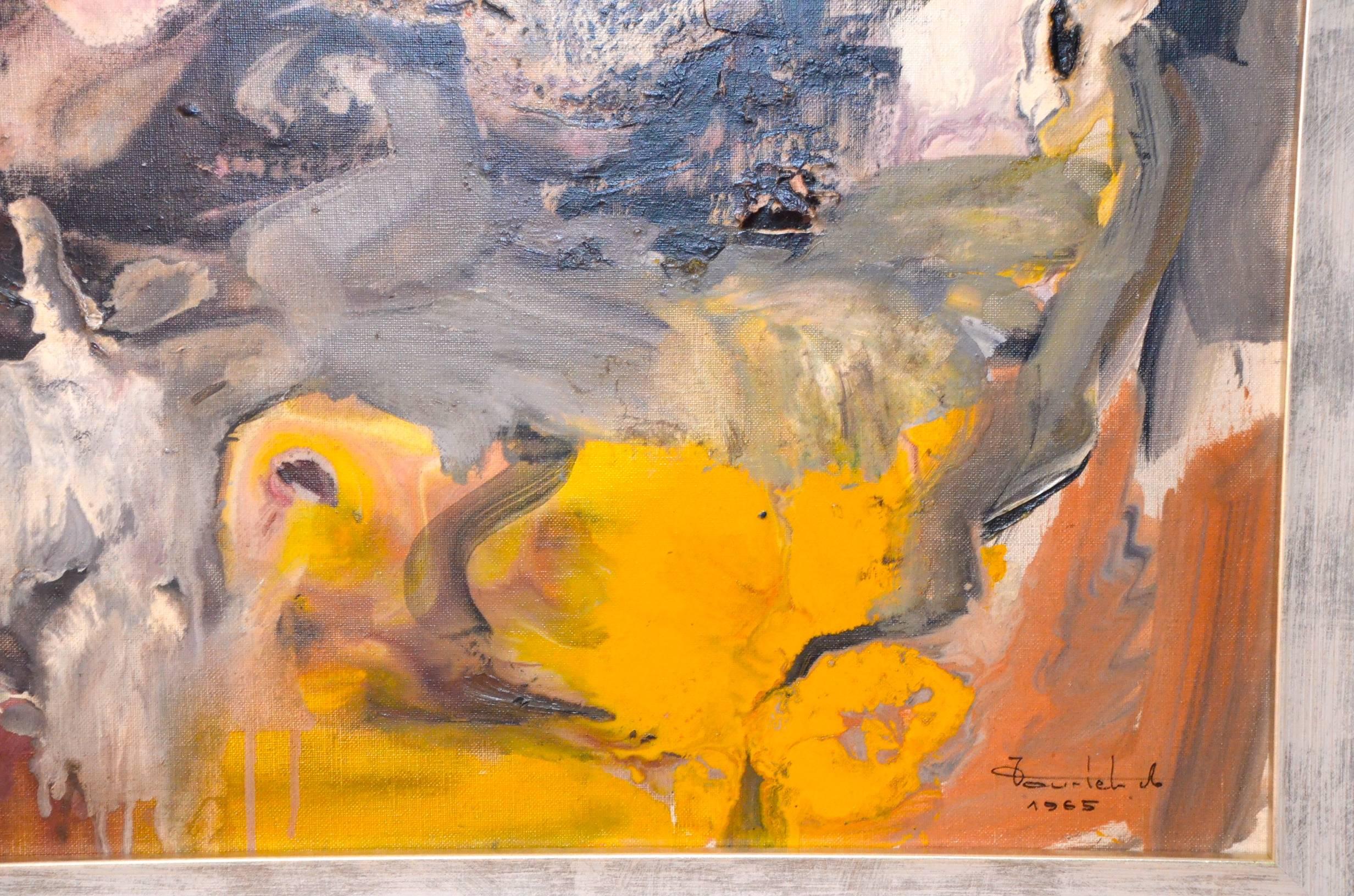 20th Century Oil on Canvas by André Tourtet, France, 1965 For Sale
