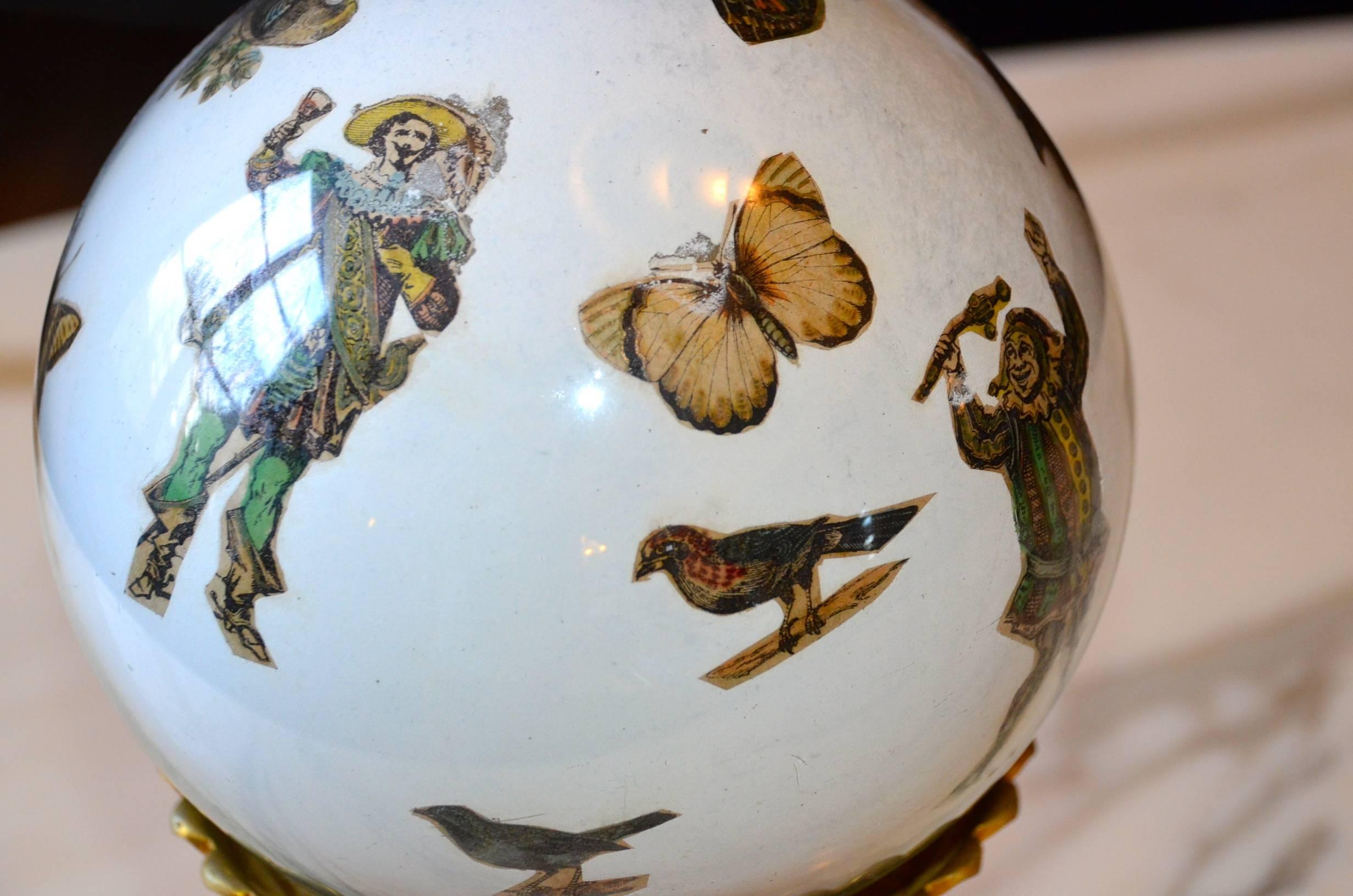 Decorative Glass Globe on a Gilded Bronze Stand, France 19th Century For Sale 5