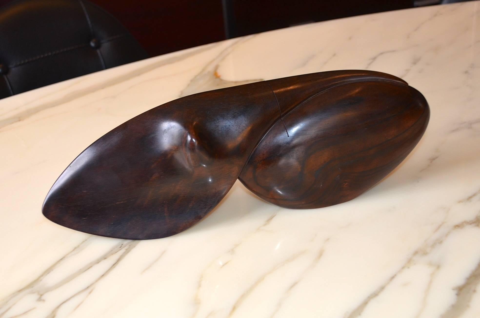 French Rosewood Box Sculpture by Jean-Christophe Couradin, France For Sale