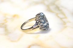 18-Karat White Gold Ring White Aquamarine, 1940s