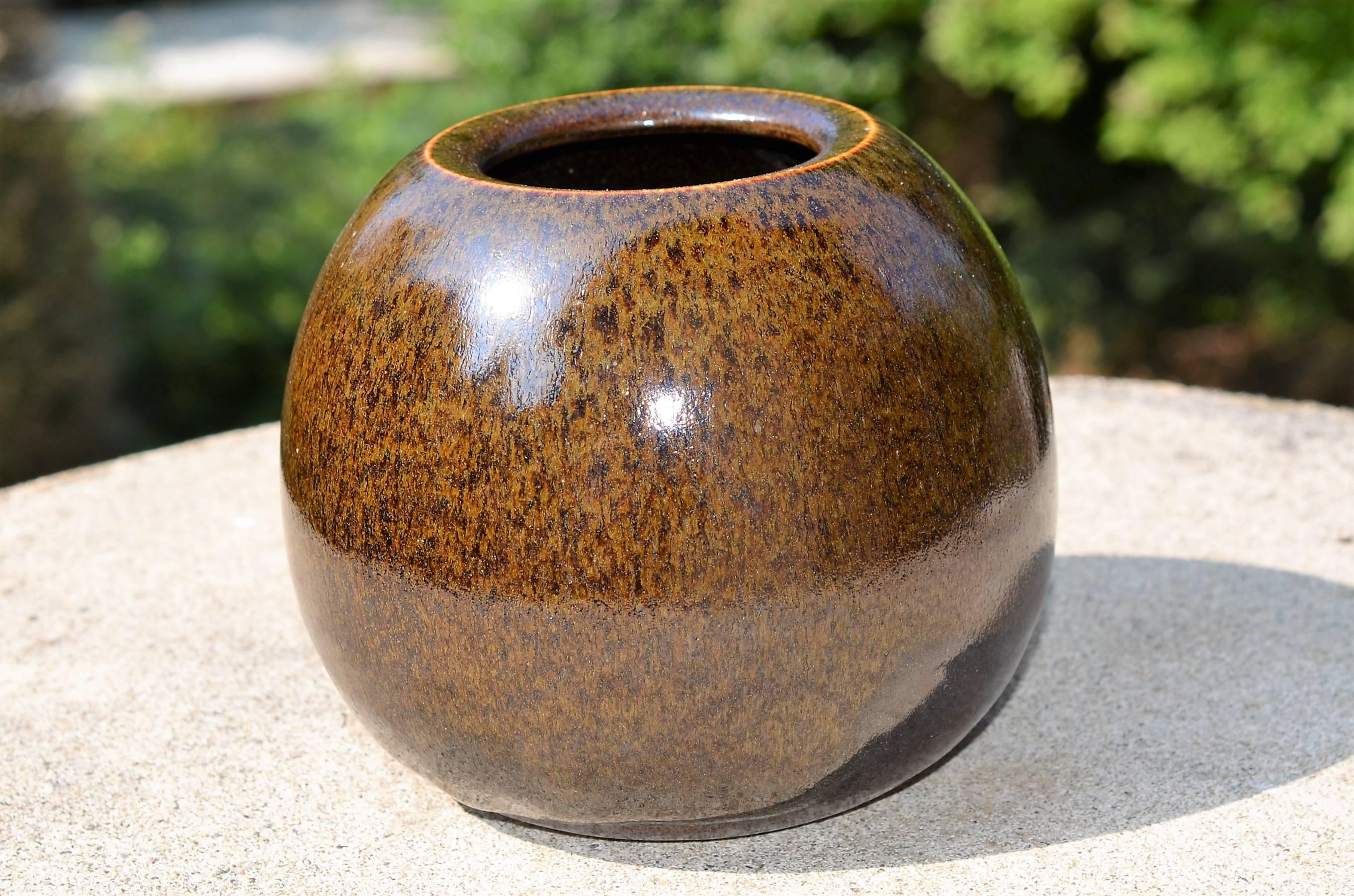 German Horst Kerstan, Spherical Stoneware Vase For Sale