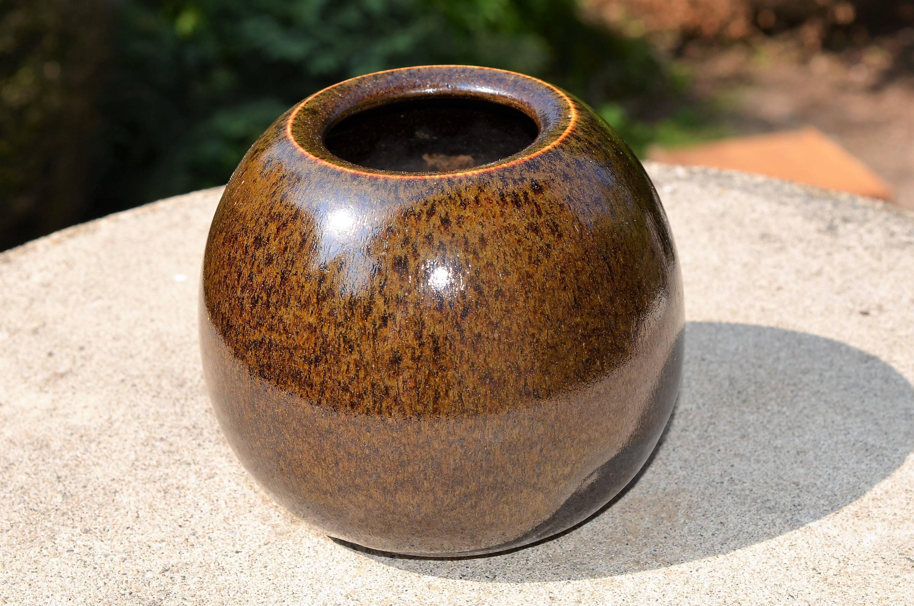 20th Century Horst Kerstan, Spherical Stoneware Vase For Sale