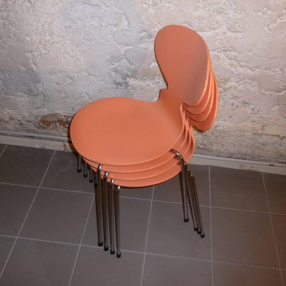 Mid-20th Century Set of Four Ant Chairs, Designed by Arne Jacobsen, Model with Four Legs FH3101 For Sale