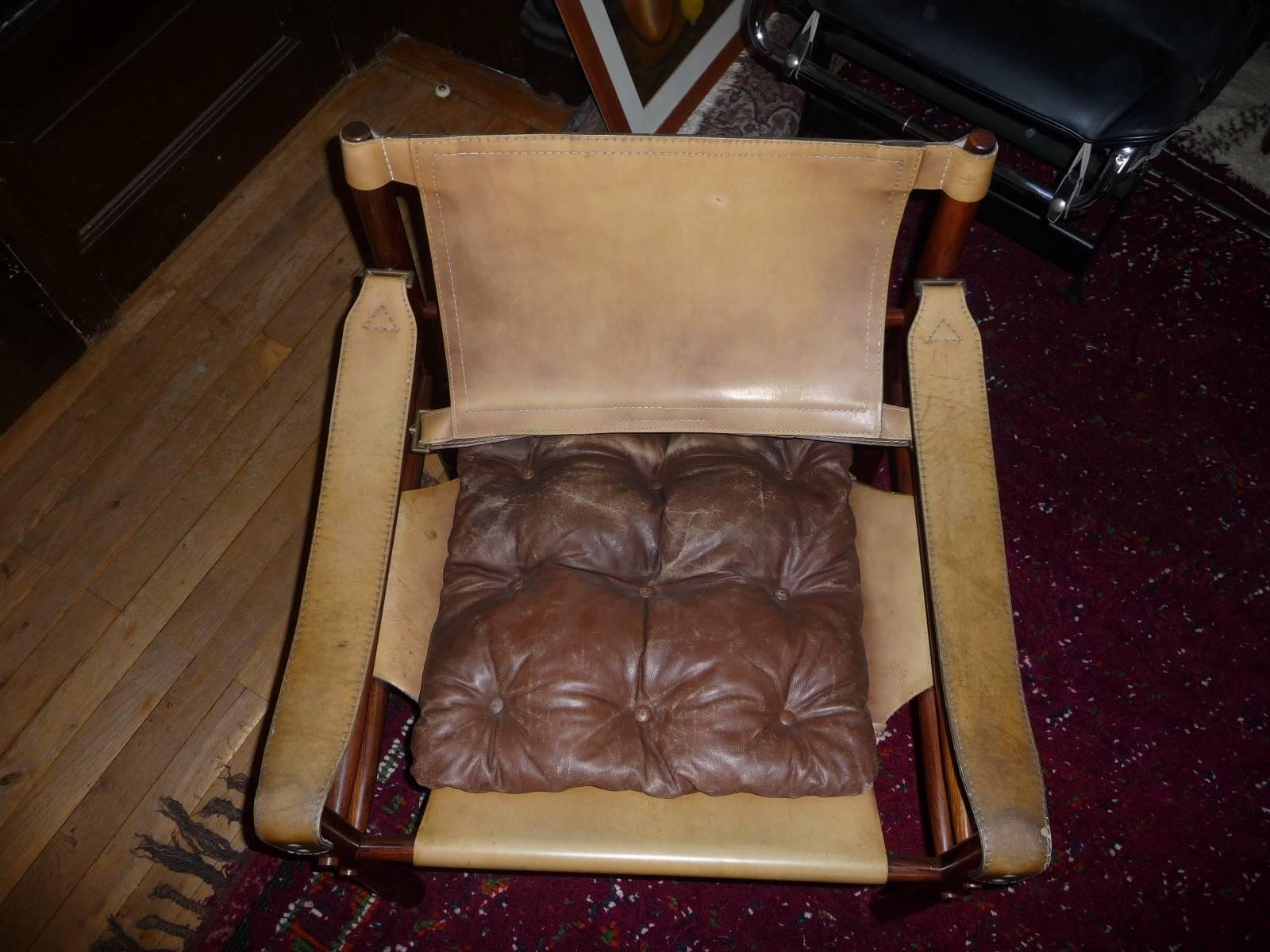Arne Norell Sirocco Safari Lounge Chair, Rio Rosewood and Leather, 1960s, Danish For Sale 2
