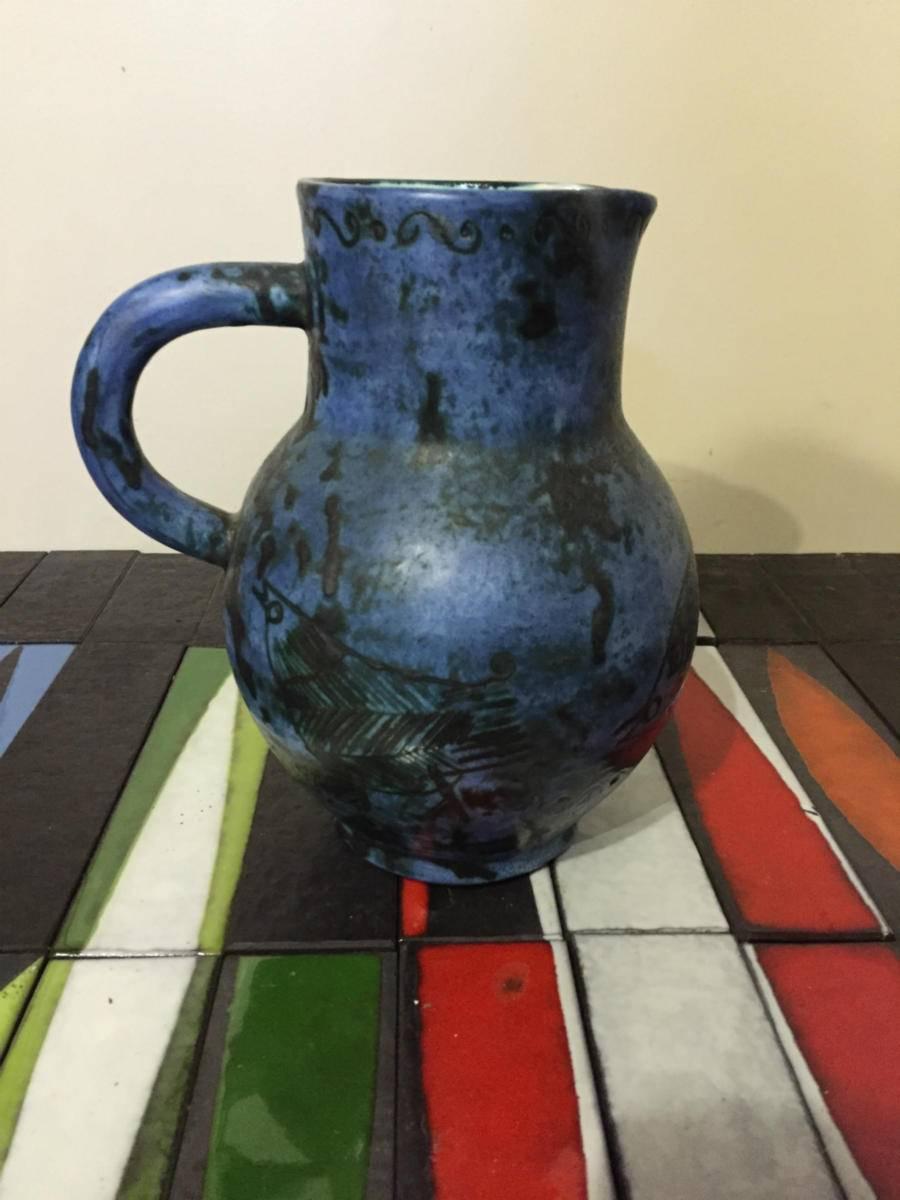 Jacques Blin Ceramic Pitcher and Four Glasses in Perfect Conditions For Sale 3