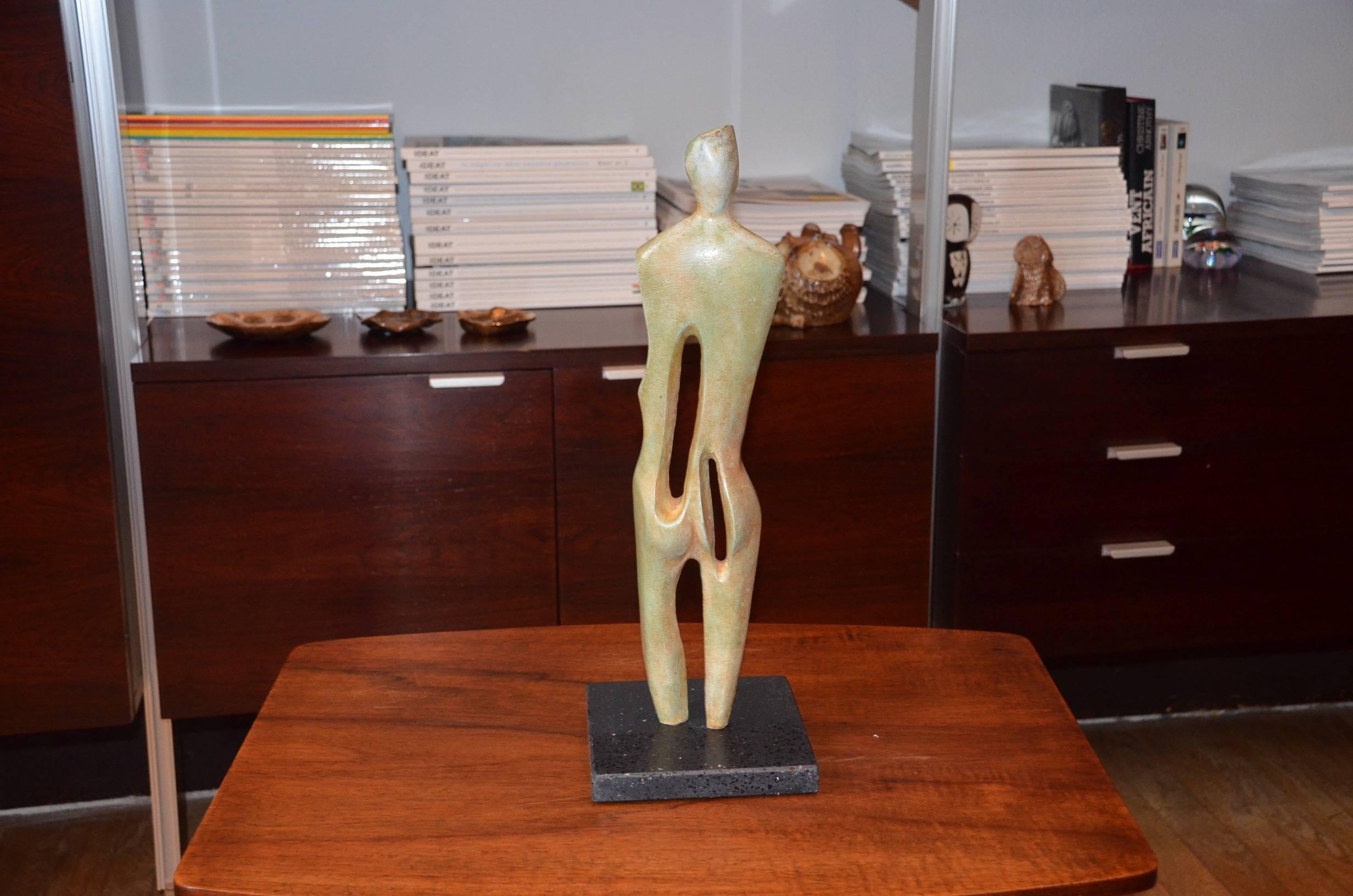 20th Century Paolo Ambrosio Man Sculpture in Bronze, Unique and Signed, Italy, 1970s For Sale