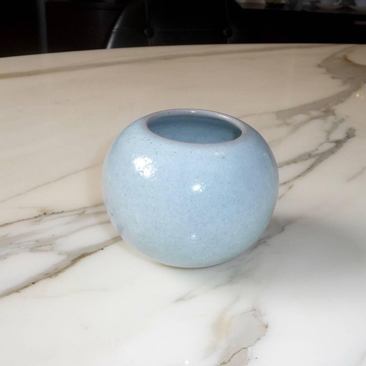 Bowl Glazed Celadon Ceramic Vase by Paul Badié, France, 1980s For Sale 5