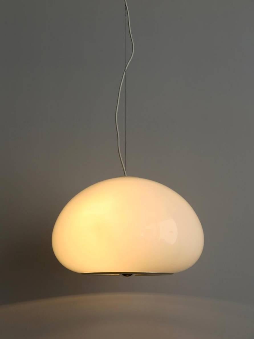 White opaline glass pendant lamp model 