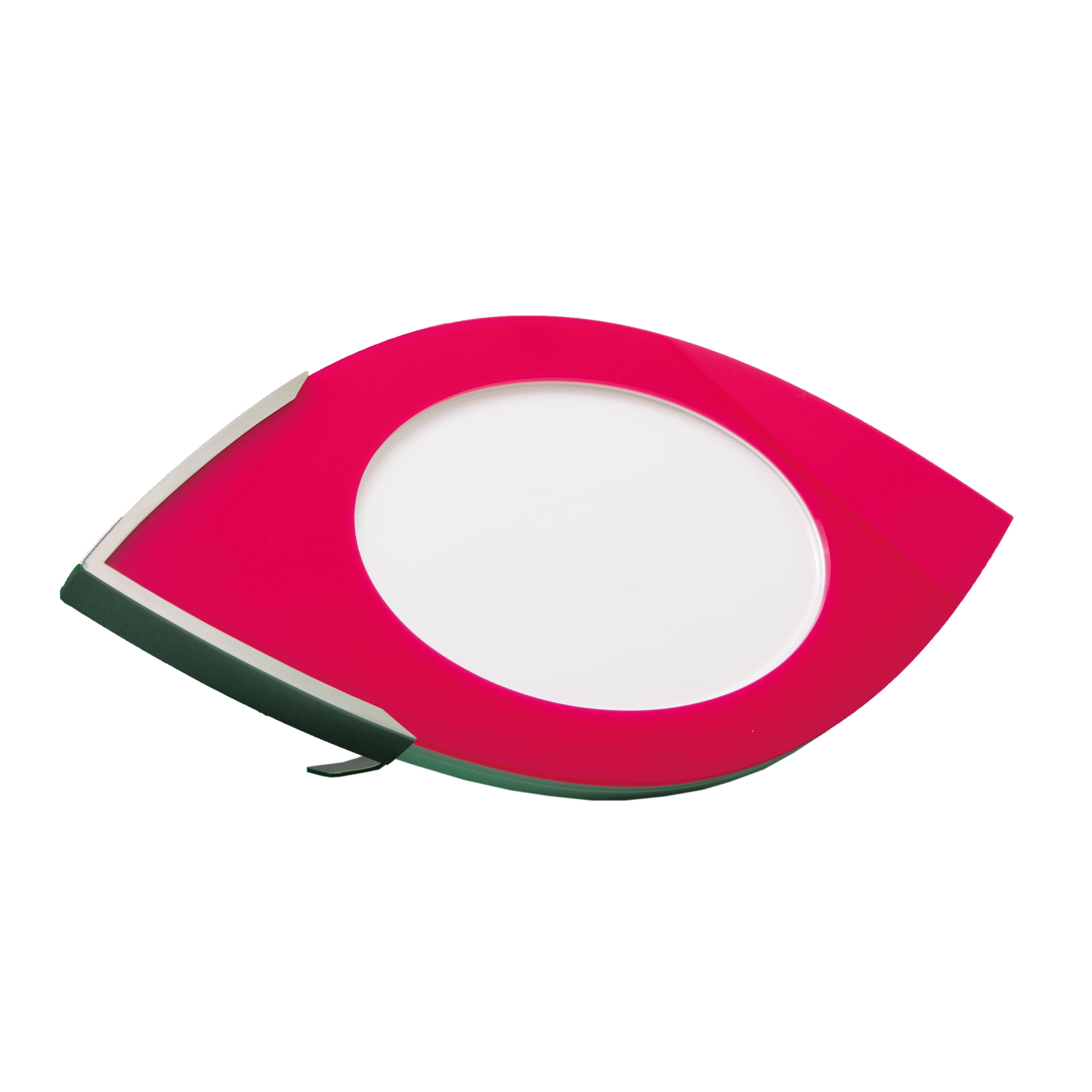 Large Photo Frame in Fuchsia and White Plexiglass Vision  For Sale