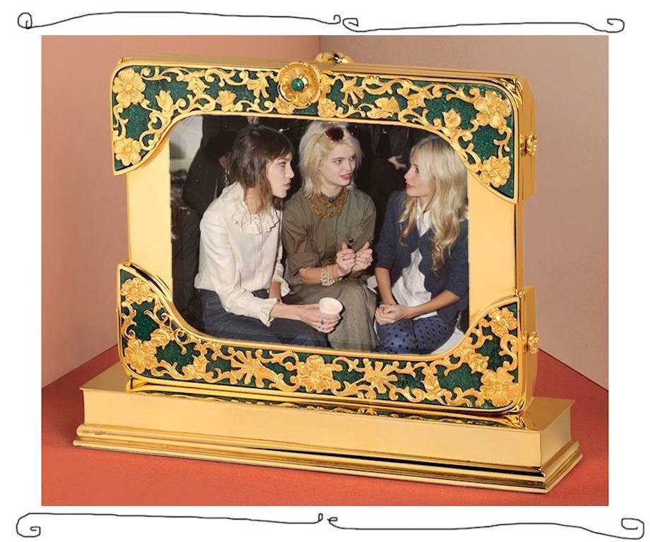 Hand-Crafted Luxury Silver Floral Double Photo Frame, Reflection For Sale