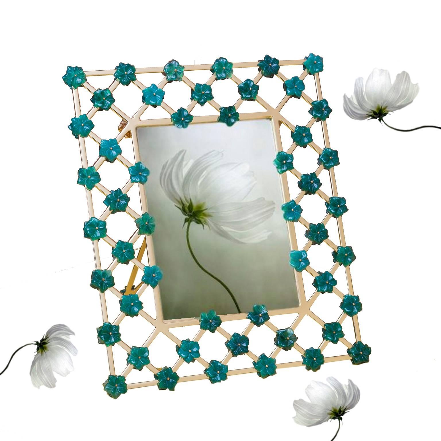  Italian  Floral Photo Frame, Gratitude  Green  For Sale 1