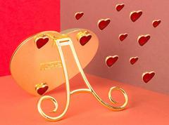 Marco de fotos italiano de latón dorado Laura G Corazón de oro